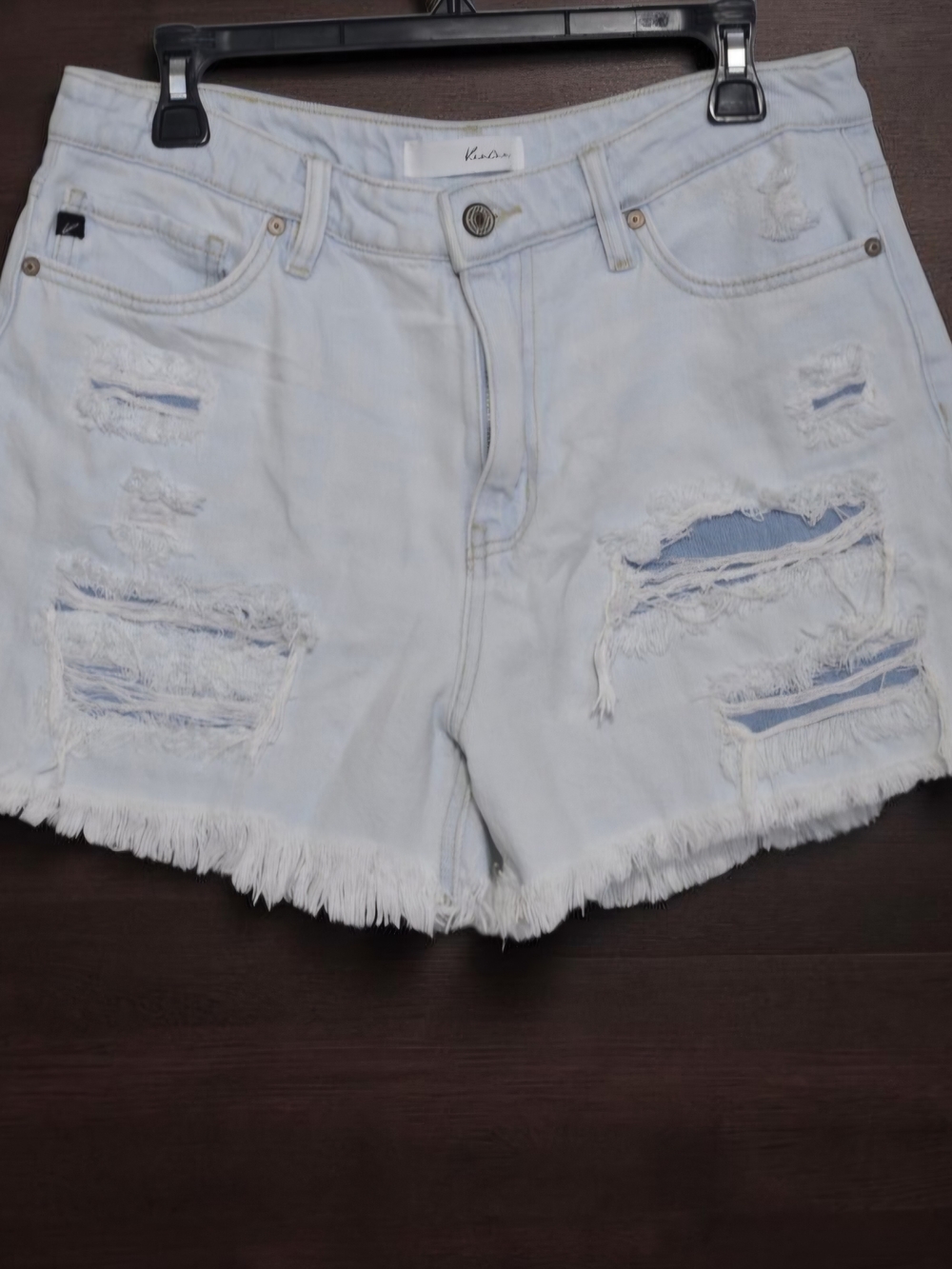 KanCan Light Blue Distressed Frayed Hem Denim Shorts